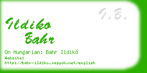 ildiko bahr business card