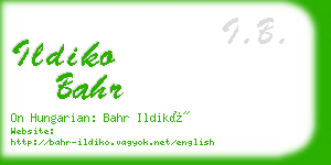 ildiko bahr business card